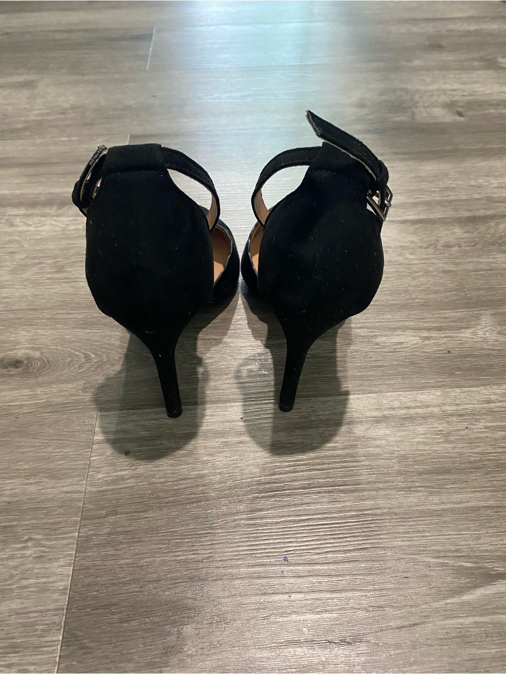 New York & Company Black Scalloped Ankle-Strap Heels - Picture 6 of 6